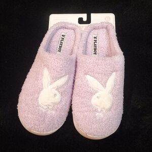New Playboy Pastel Purple Slippers with Bunny Emblem Size 9.5-10